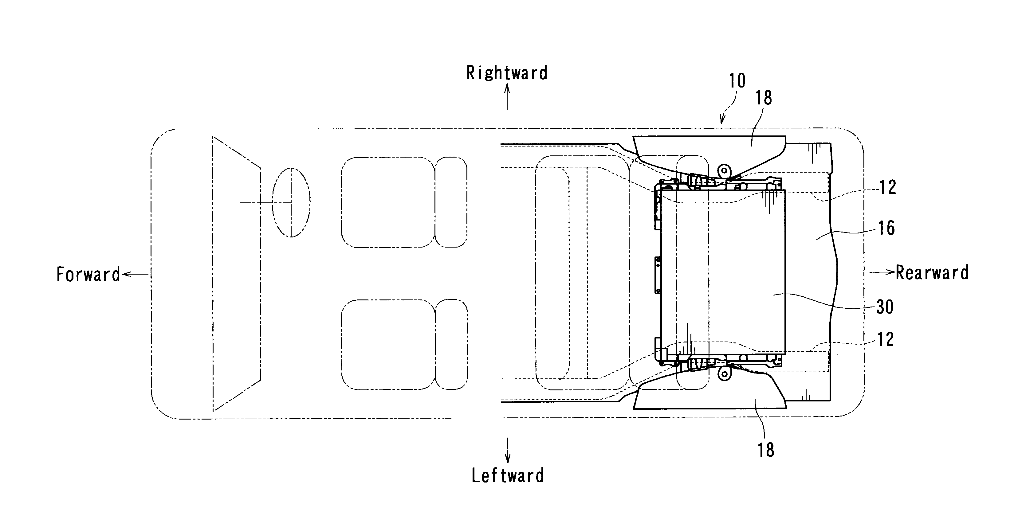 Vehicle-loading structure of battery pack