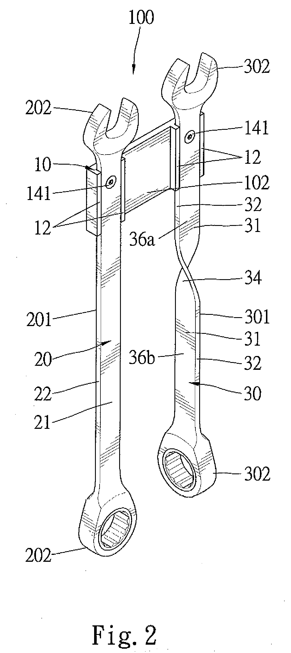 Display Rack Assembly for Wrenches with Different Handles