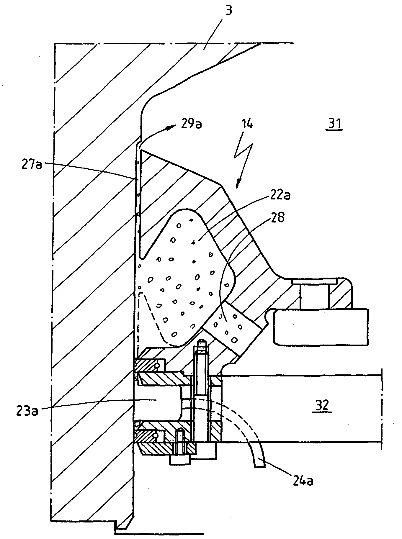 Roller mill with sealing gas impingement