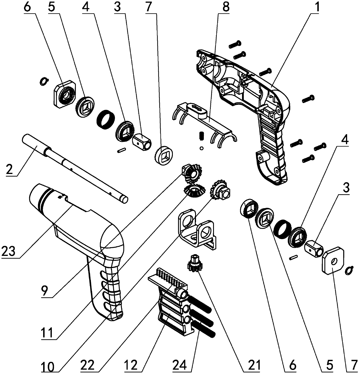 Gun-shaped fast-rotating ratchet screwdriver