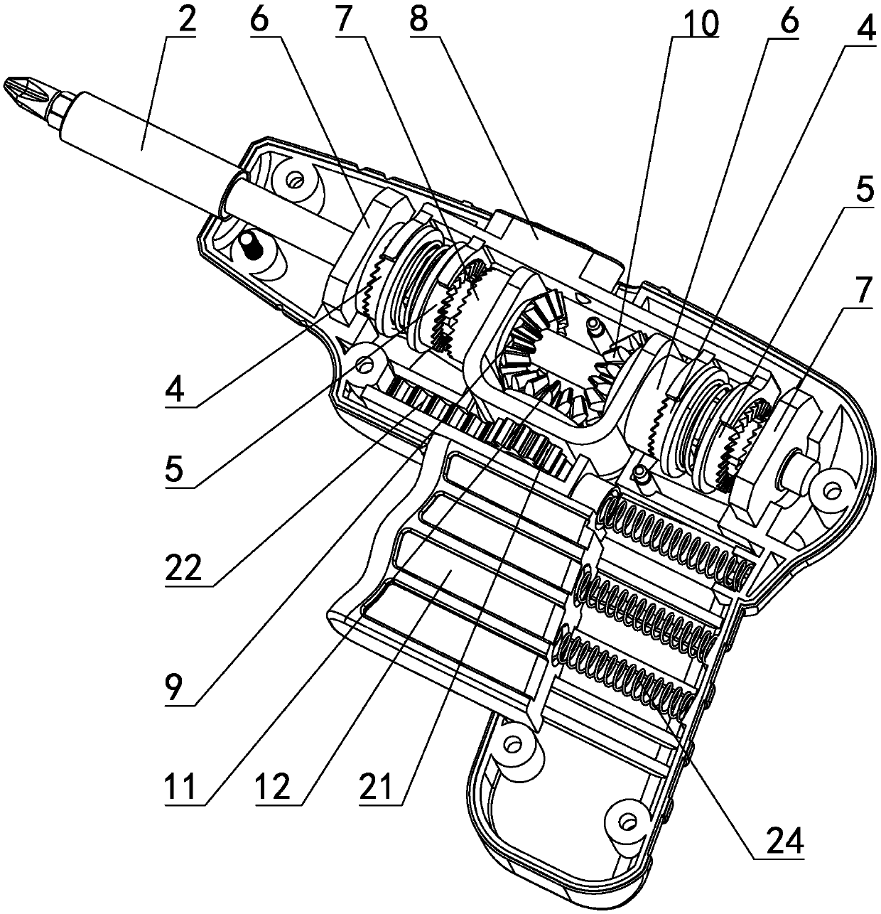 Gun-shaped fast-rotating ratchet screwdriver