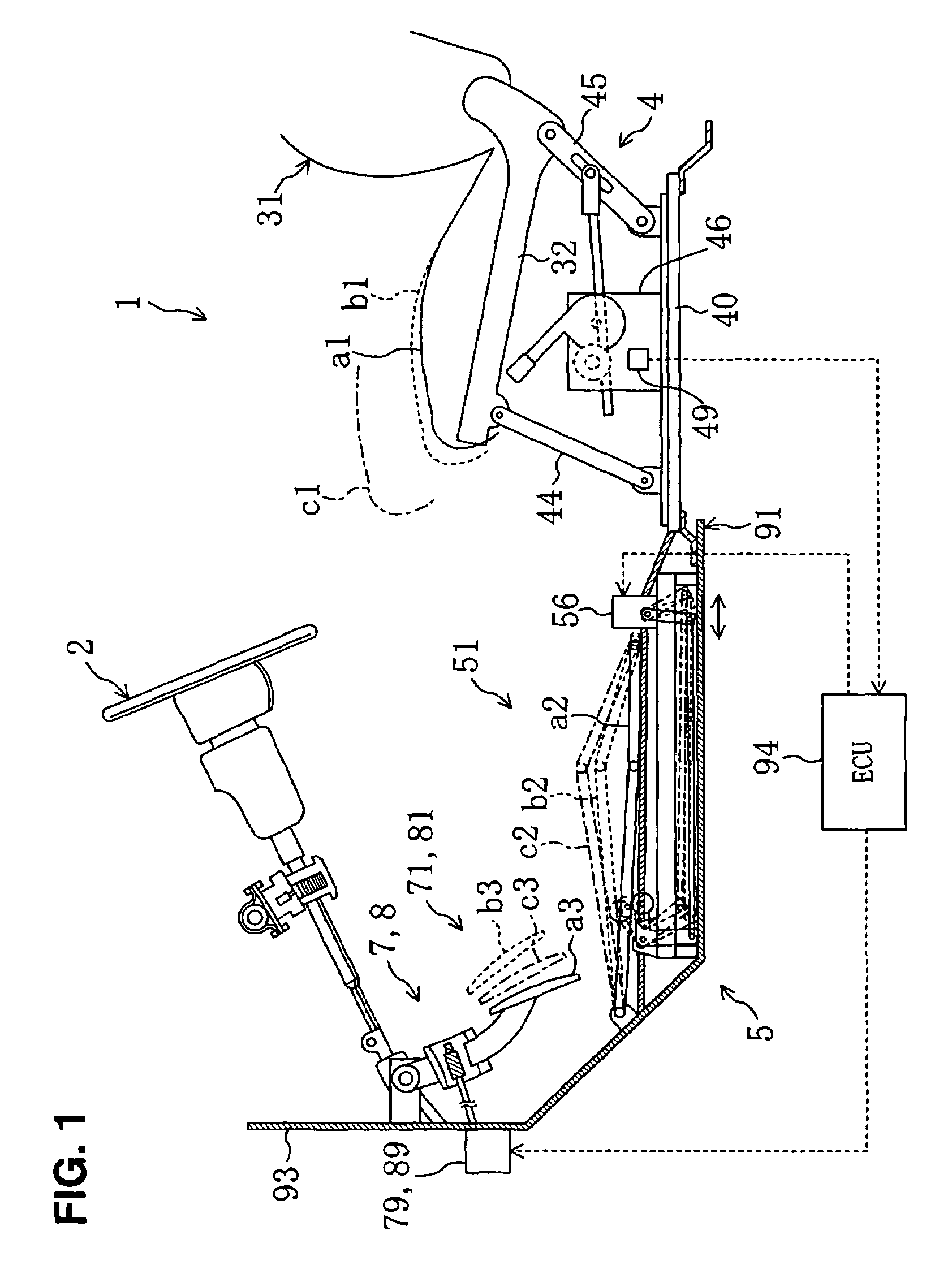 Driving position adjusting device for automotive vehicle
