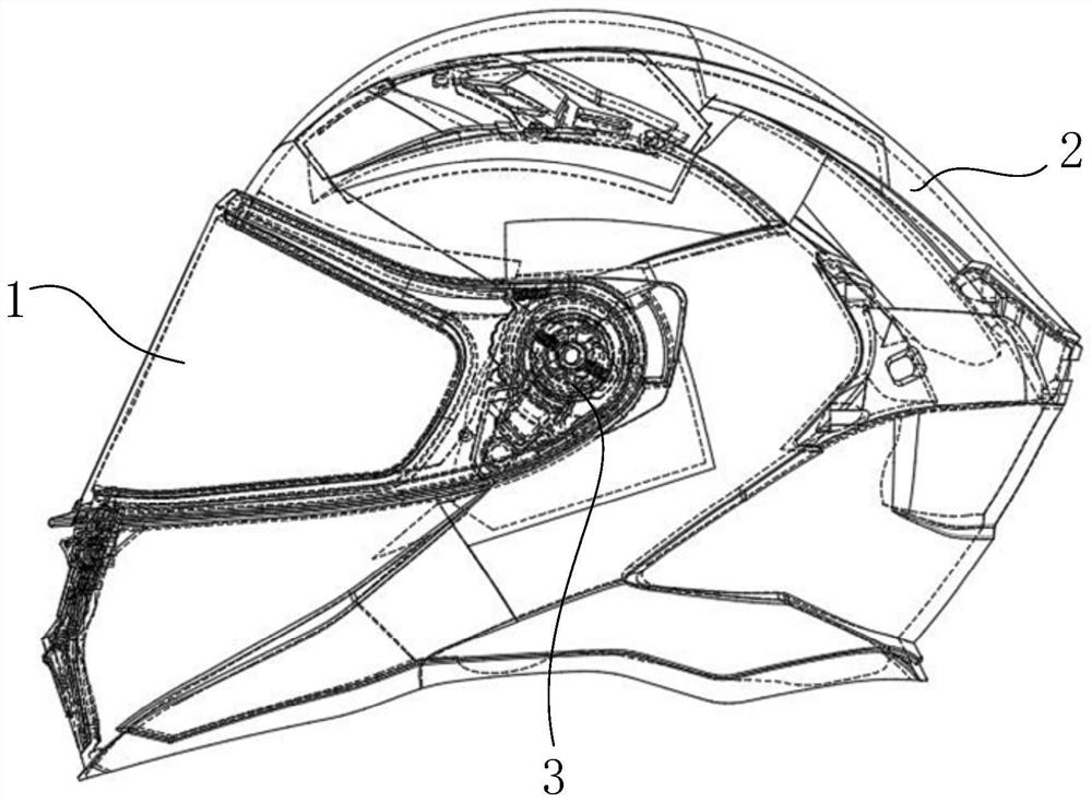 Helmet lens slightly-opening mechanism