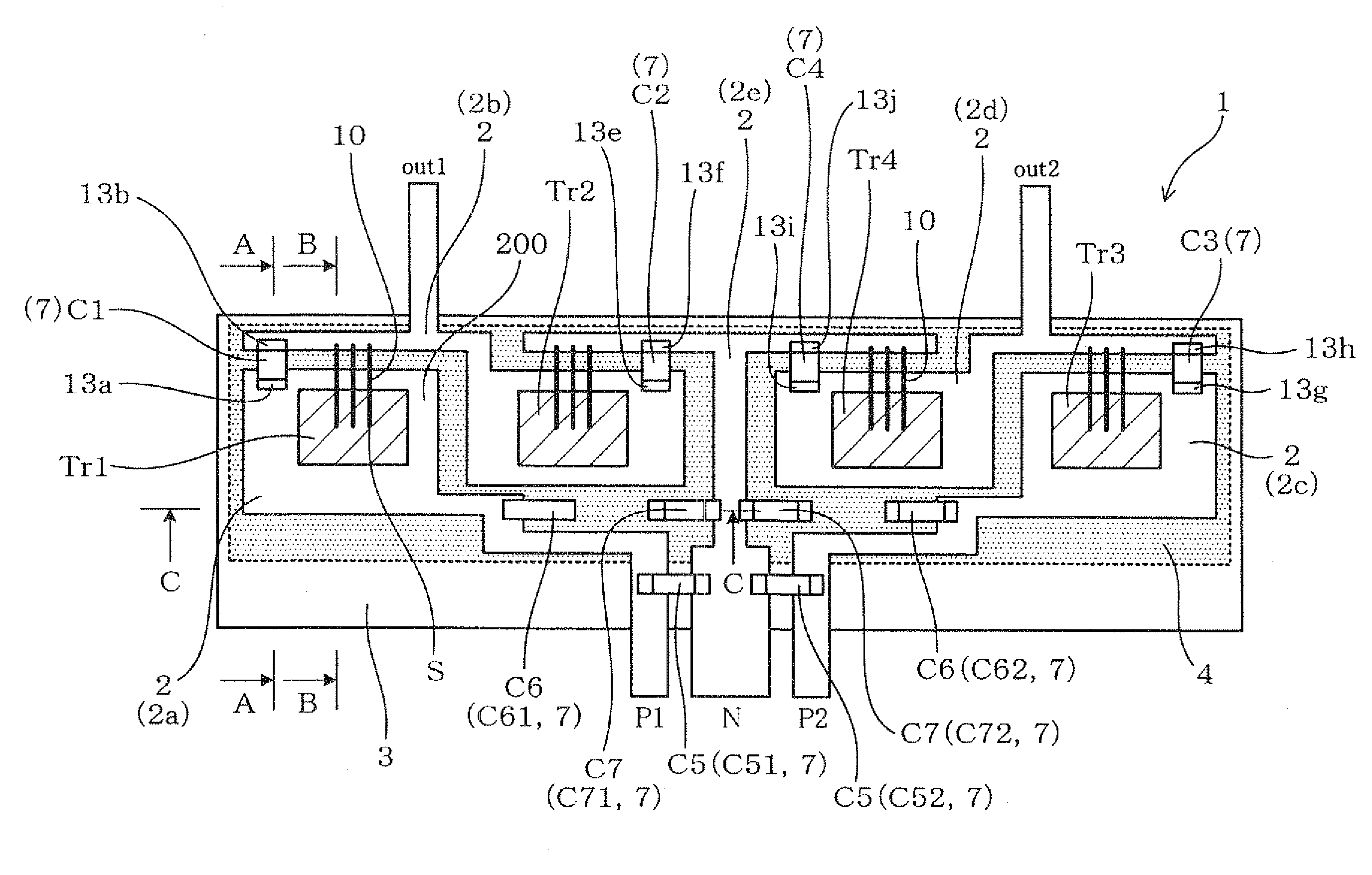 Semiconductor module with electrical switching elements
