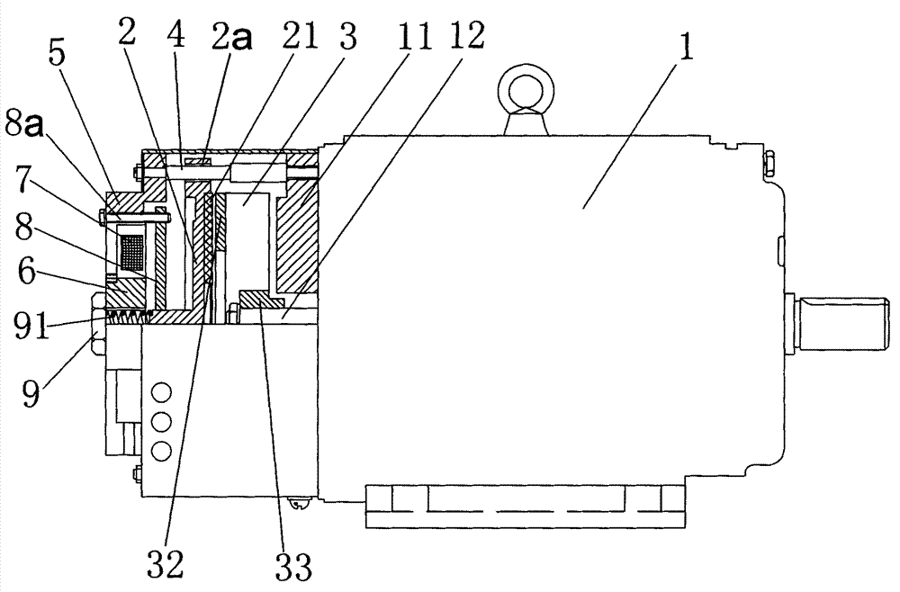 Electromagnetic brake motor with spiral blade fan