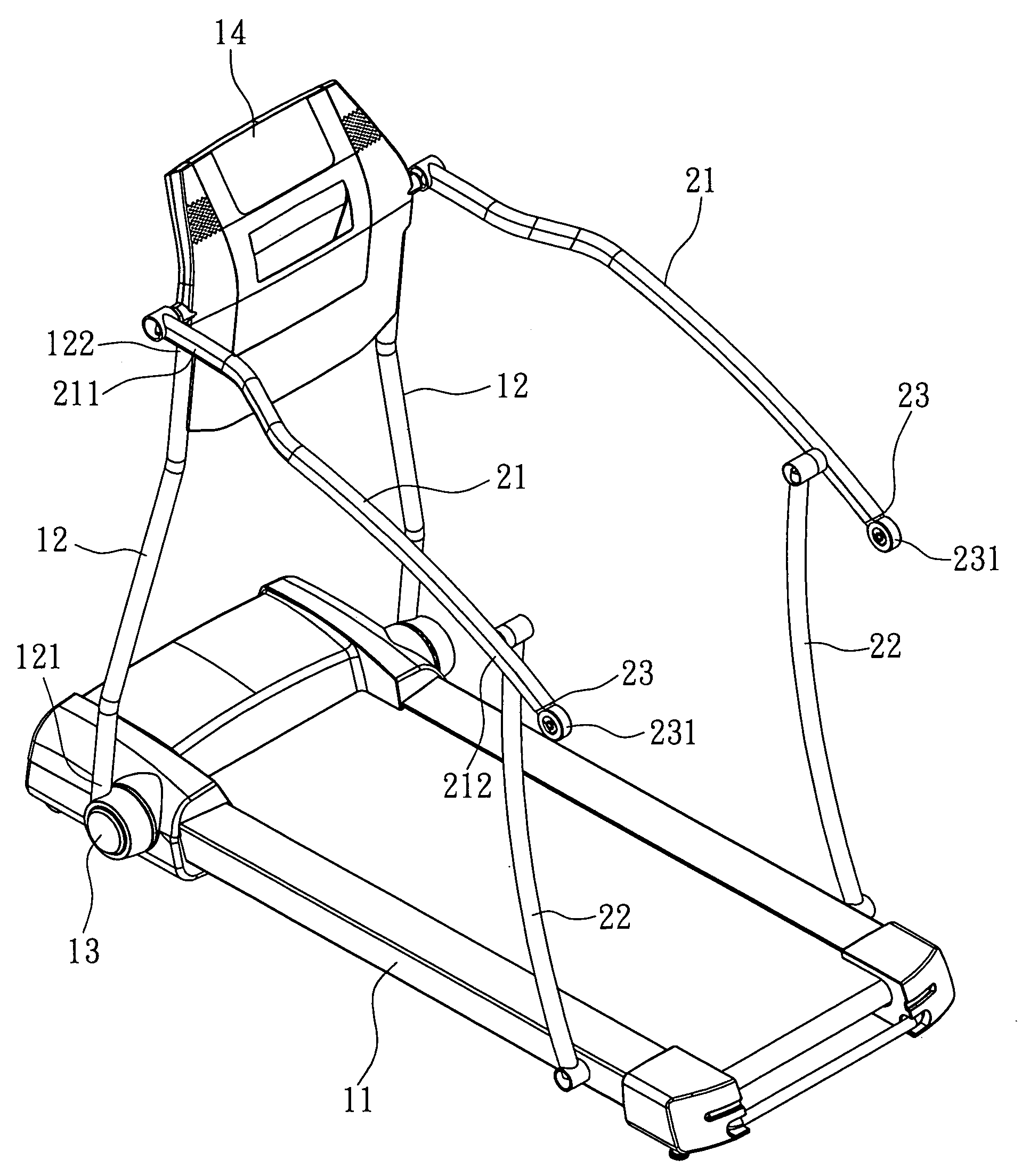 Folding structure of a treadmill