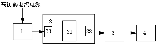 High voltage and weak current step-down and current-increasing device