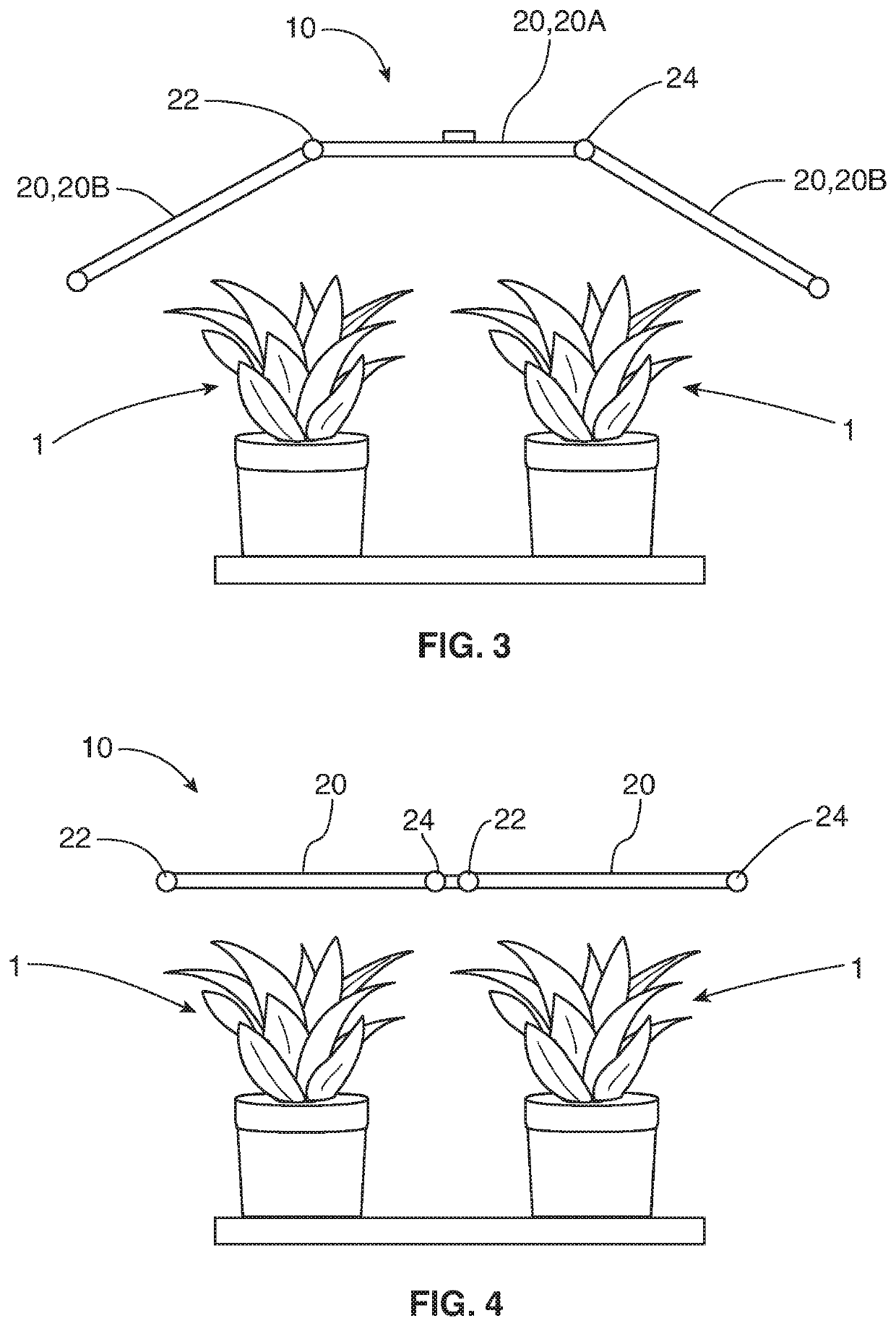 Grow light assembly with secondary light modules angularly movable relative to primary light modules