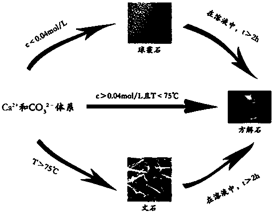 Method for preparing three crystal configuration type calcium carbonate granules