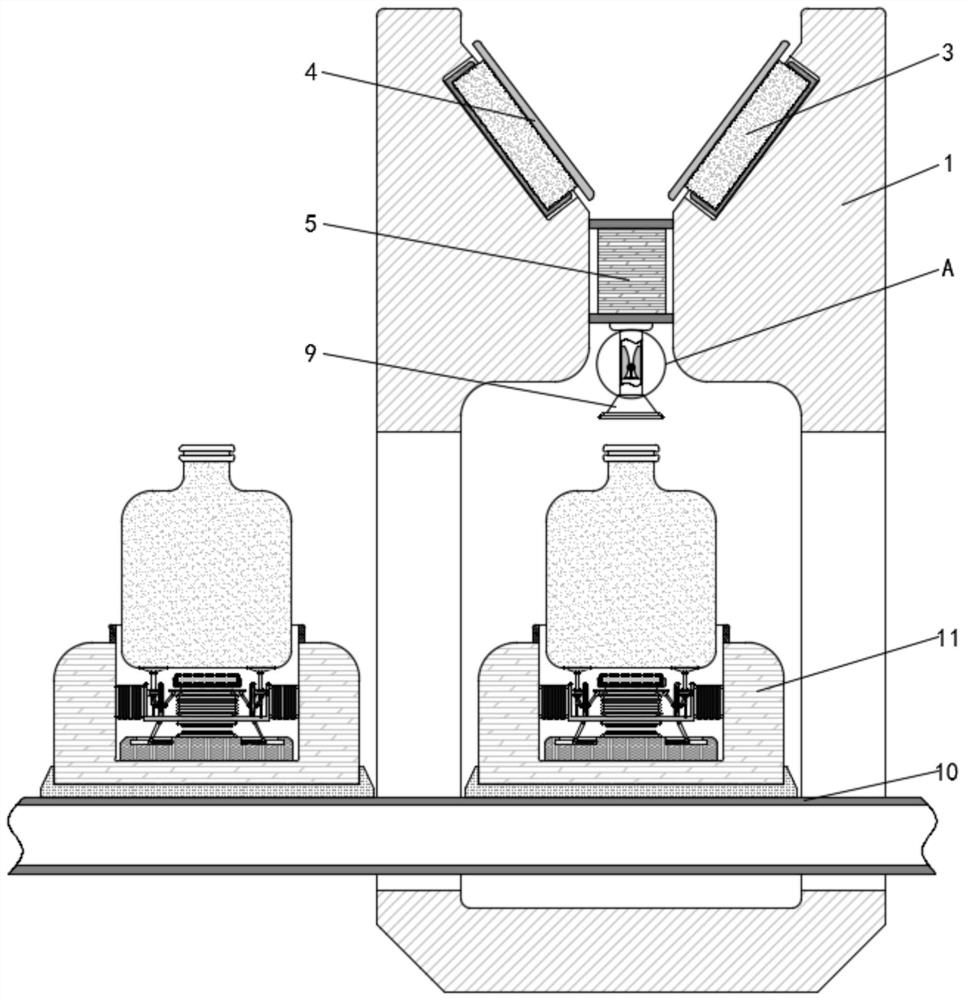 Energy-saving and environment-friendly flour quantitative filling and collecting device for dough processing
