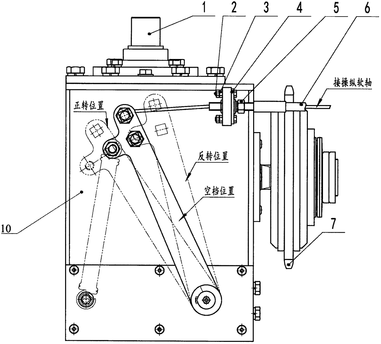 Transmission capable of operating and reversing in remote mode and provided with safety clutch,