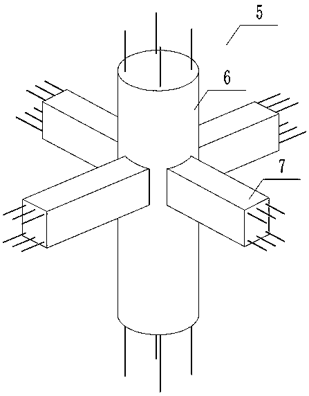 Plate-beam column shock (vibration) insulation connecting device