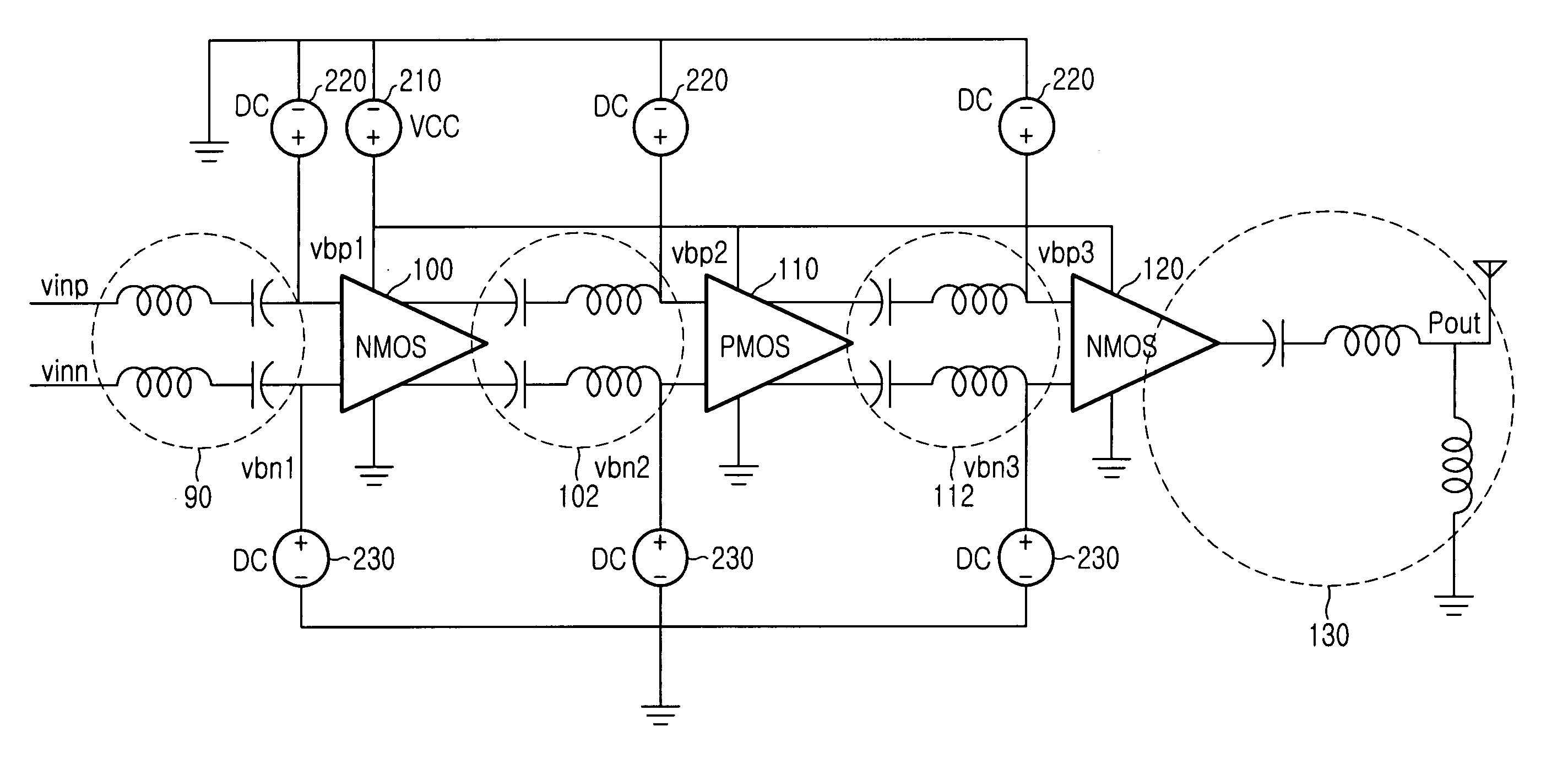 Power amplifier for a transmitter