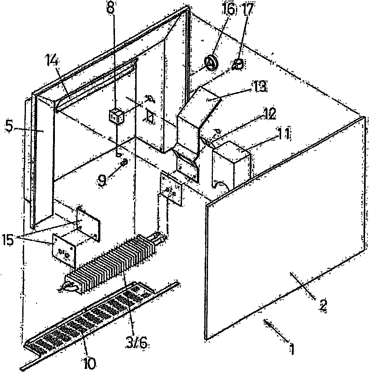 Arrangement of porcelaneus stoneware plates for use as an accumulator and a radiant element for heating