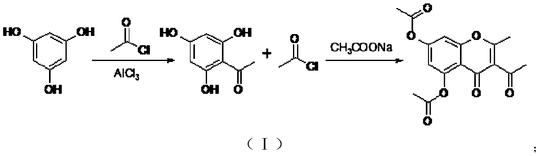 Chemical preparation method of compound 2-methyl-5,7-dihydroxy chromone