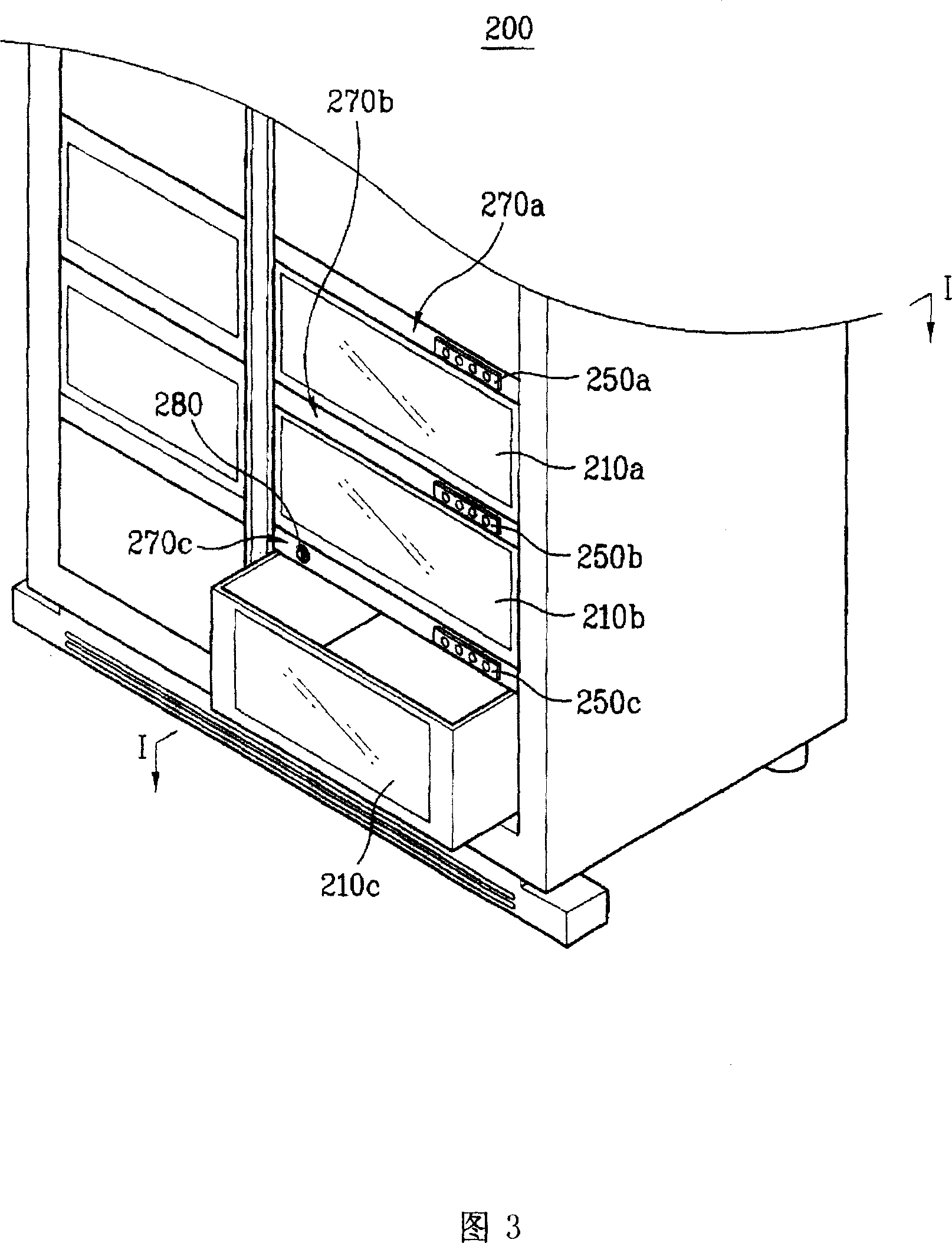 Foodstuff preserving container, refrigerator with the same and foodstuff preserving method