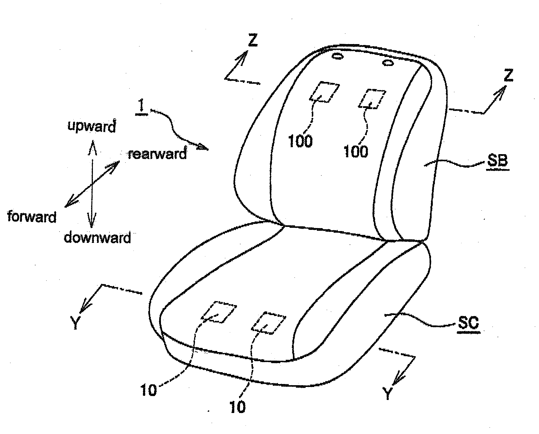 Seat with ventilative property