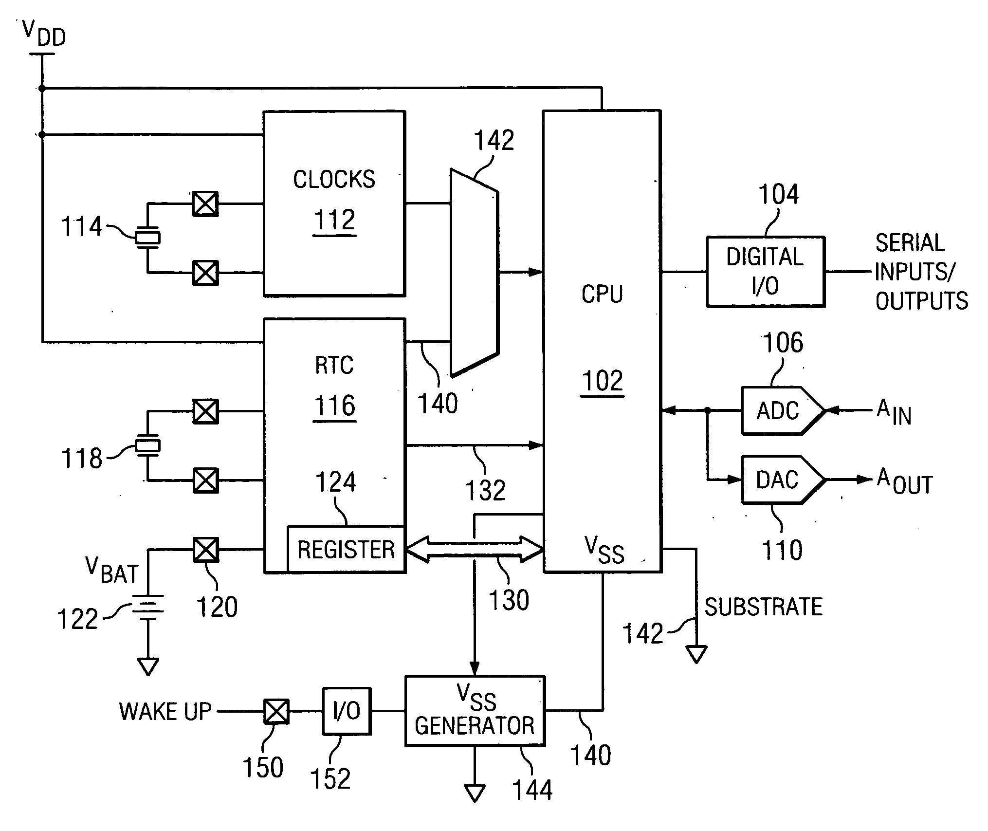 MCU with low power mode of operation