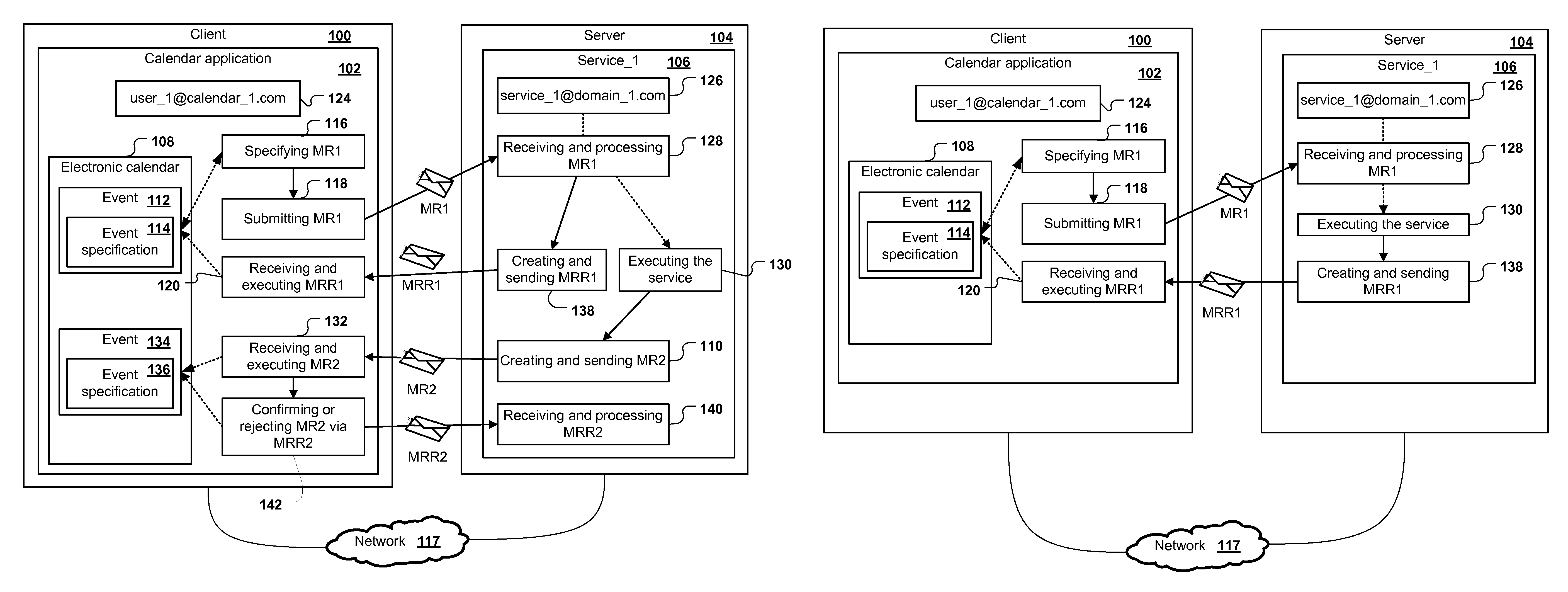 Computer implemented method for integrating services in a calendar application via meeting request e-mails