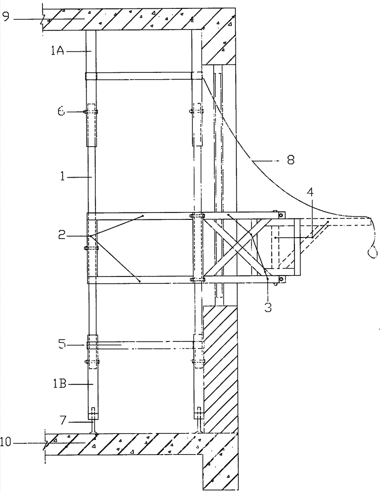 Protruding rotating scaffold