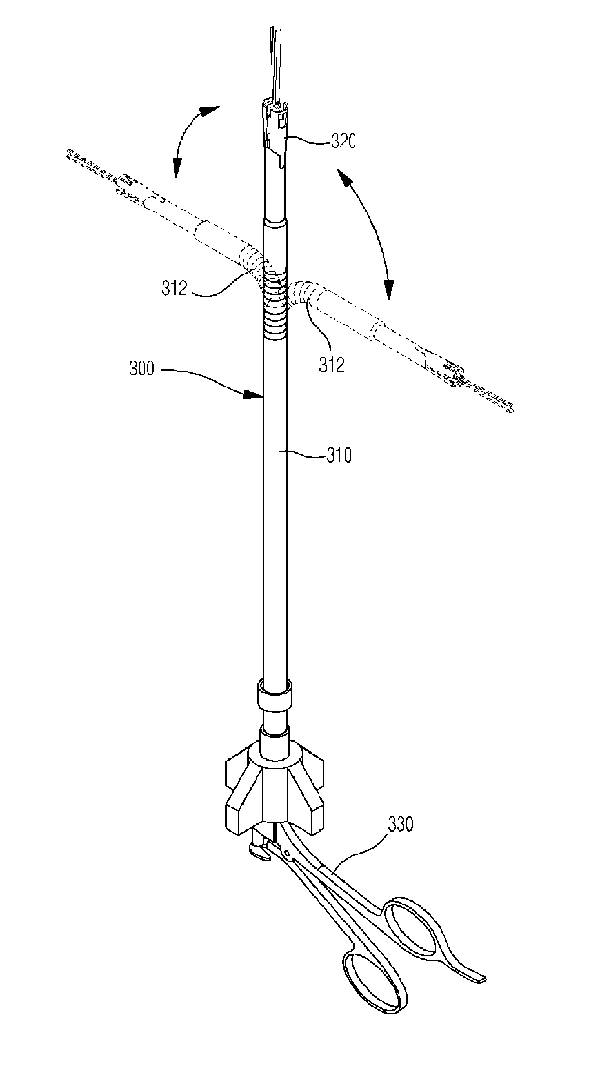 Surgical instrument, surgical mesh and surgical retraction means of the instrument, and surgical method using the instrument