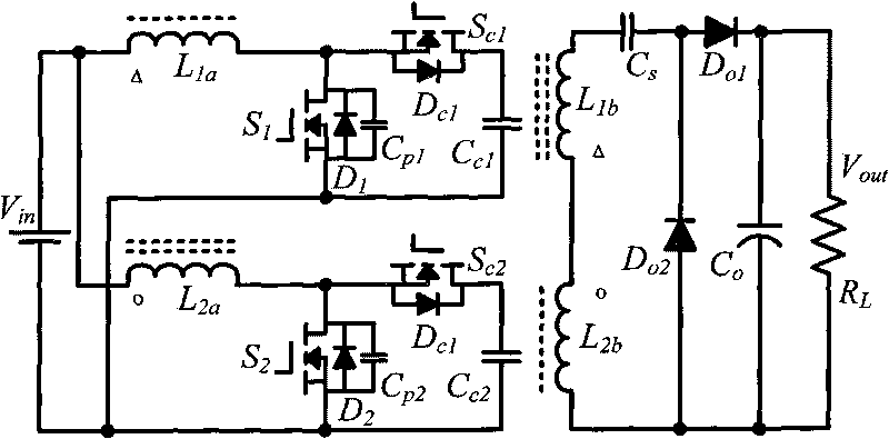 Forward-flyback isolated type boost inverter realized by coupling inductors and application thereof