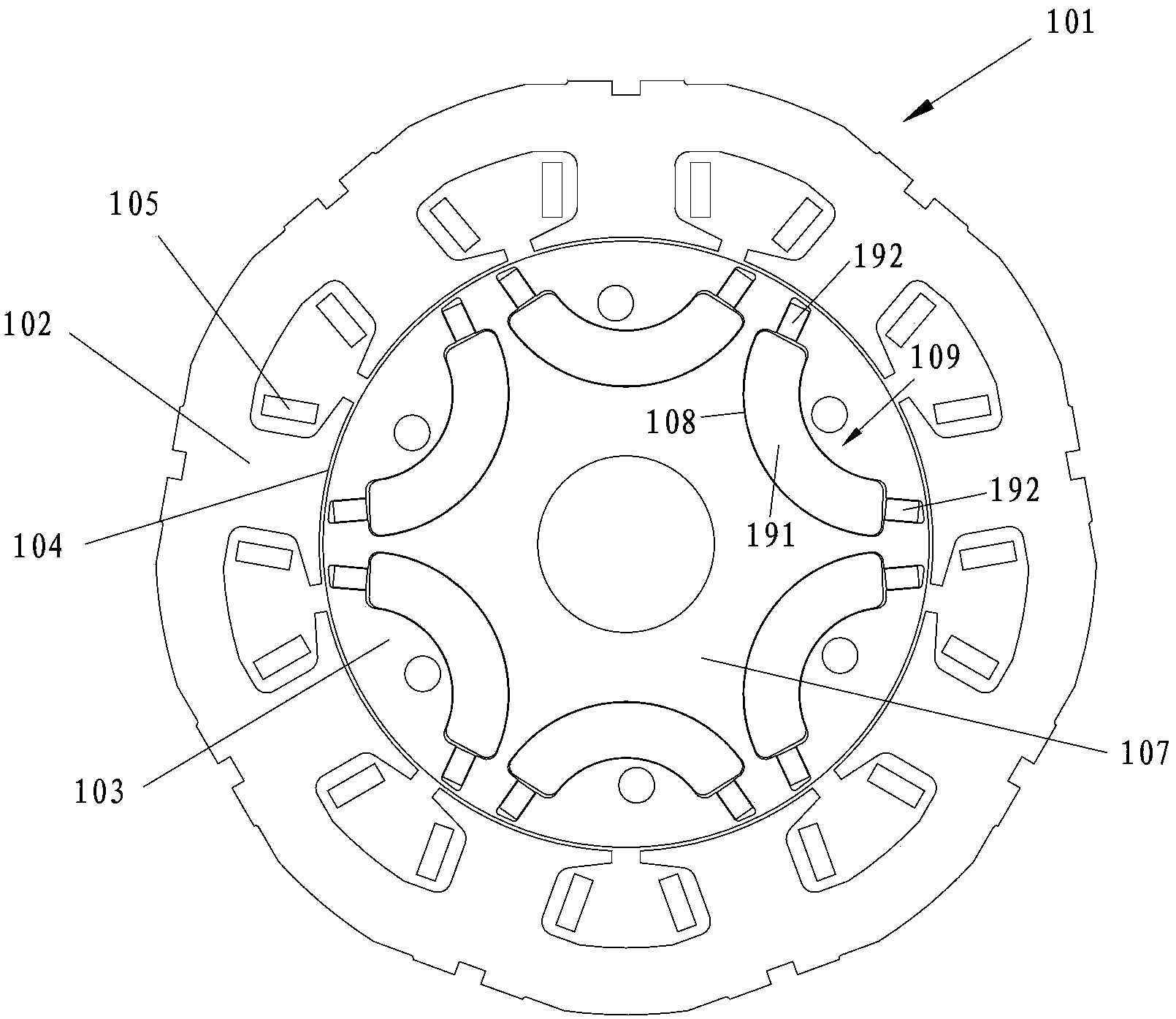 Hybrid permanent magnet rotor assembly and corresponding motor