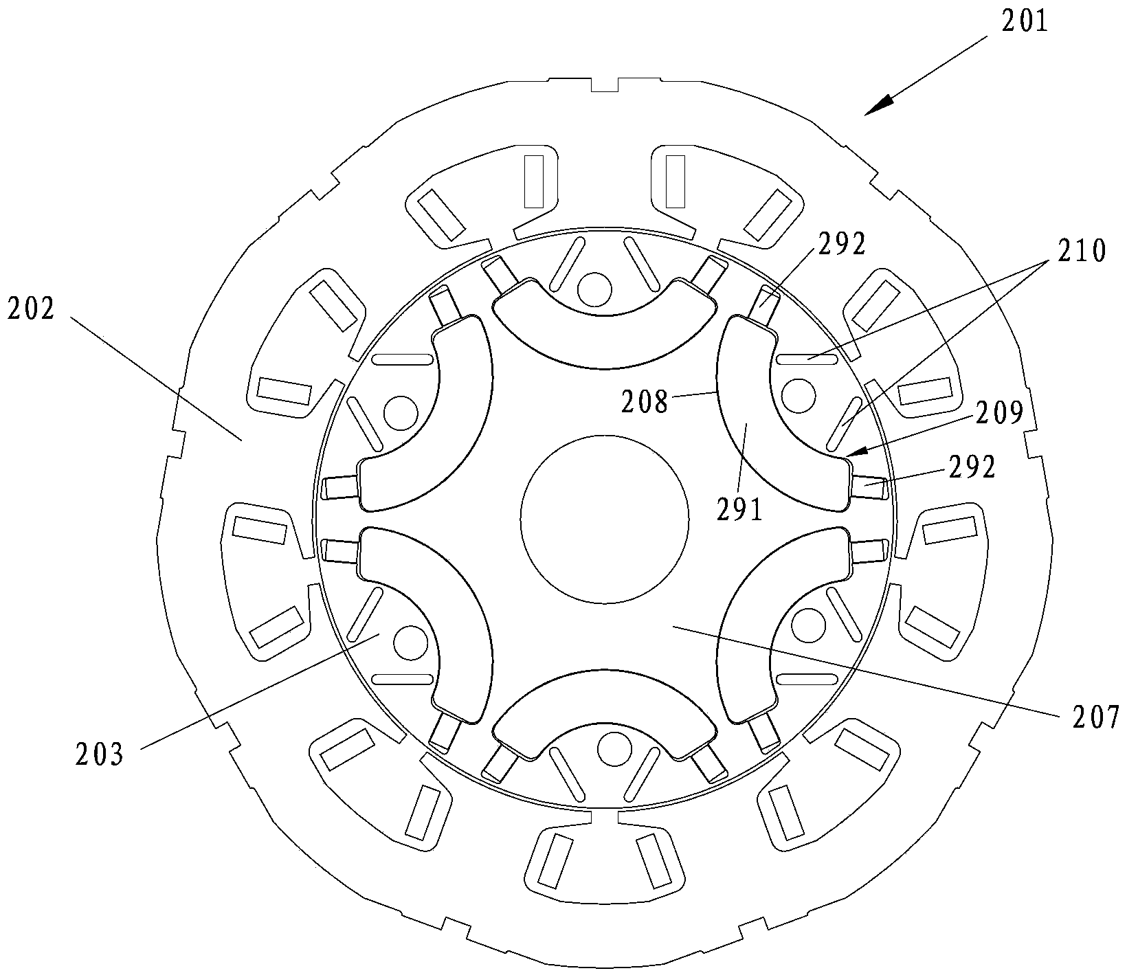 Hybrid permanent magnet rotor assembly and corresponding motor