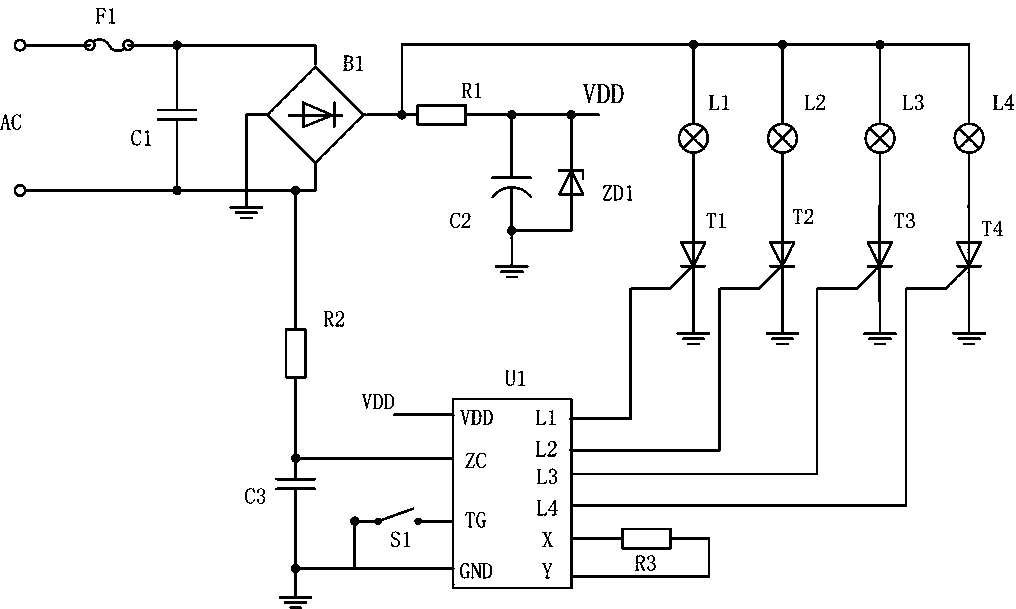 Coloured lamp control circuit