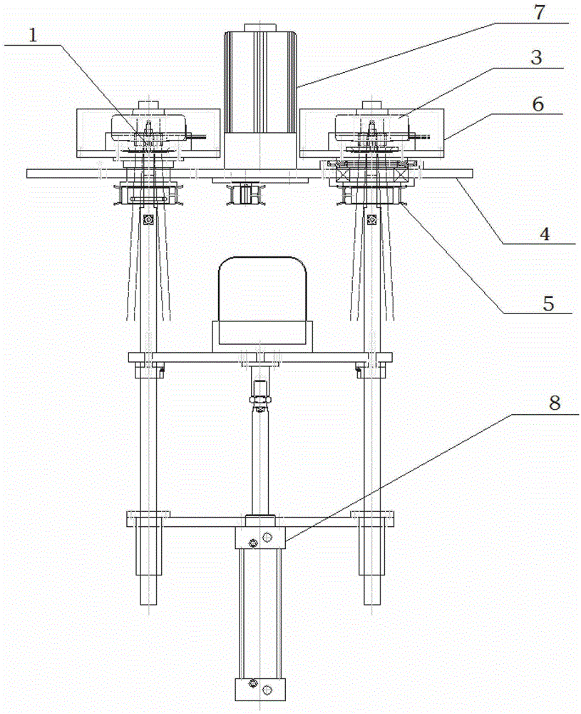 Blowing, absorbing and spraying device for inner cavity of plastic packaging stator