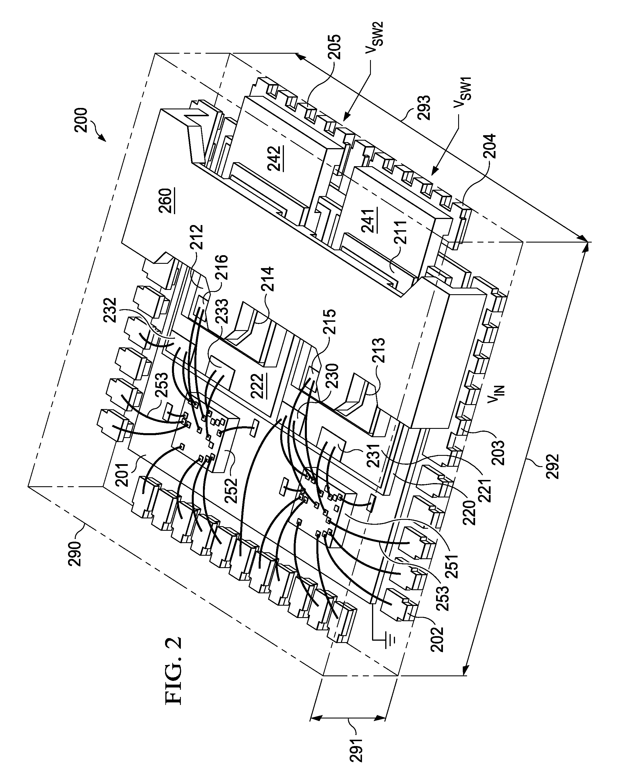 Integrating multi-output power converters having vertically stacked semiconductor chips