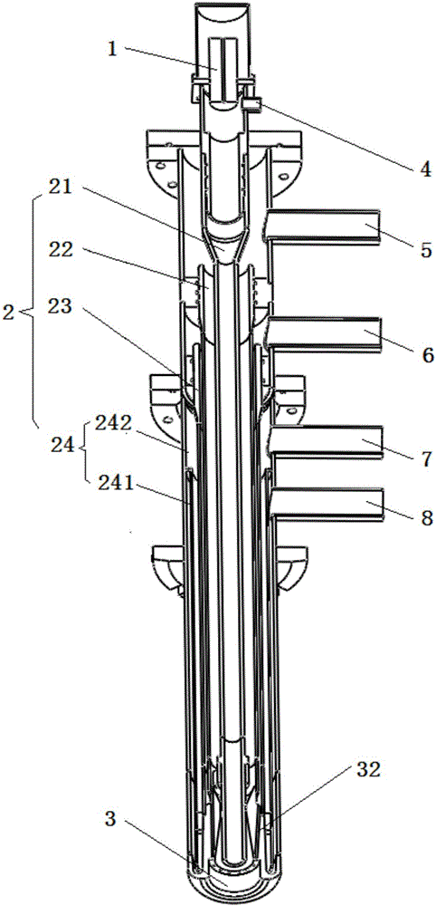 Non-contact electric-arc-furnace continuous temperature measuring gun structure