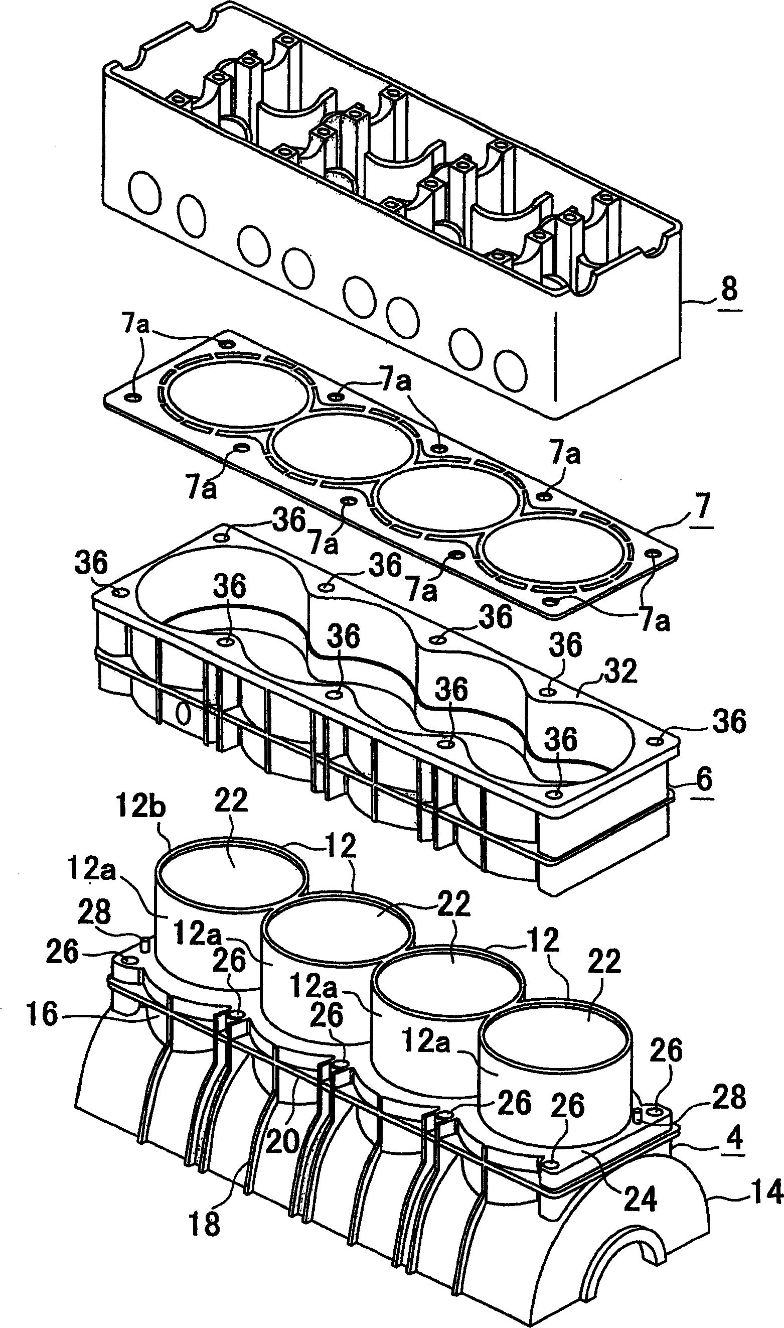 Cylinder block, cylinder head, and engine main body