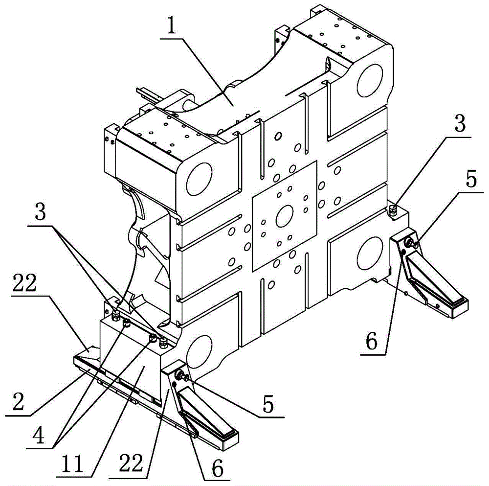 Large-scale injection machine template gliding foot mechanism