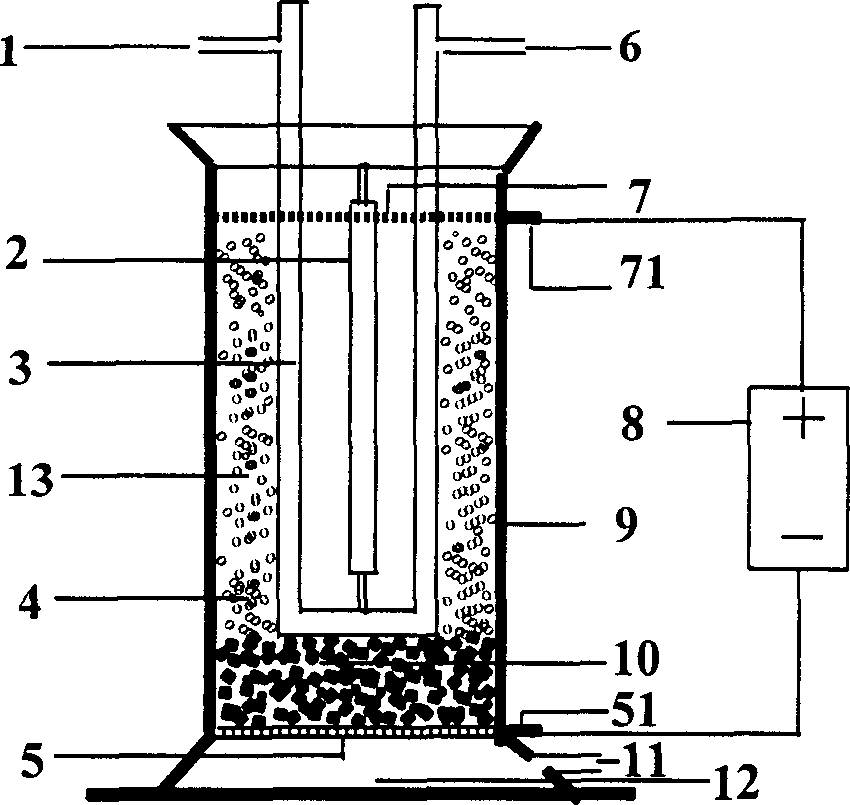 Three phase three-diemsnional electrode photoelectric reactor