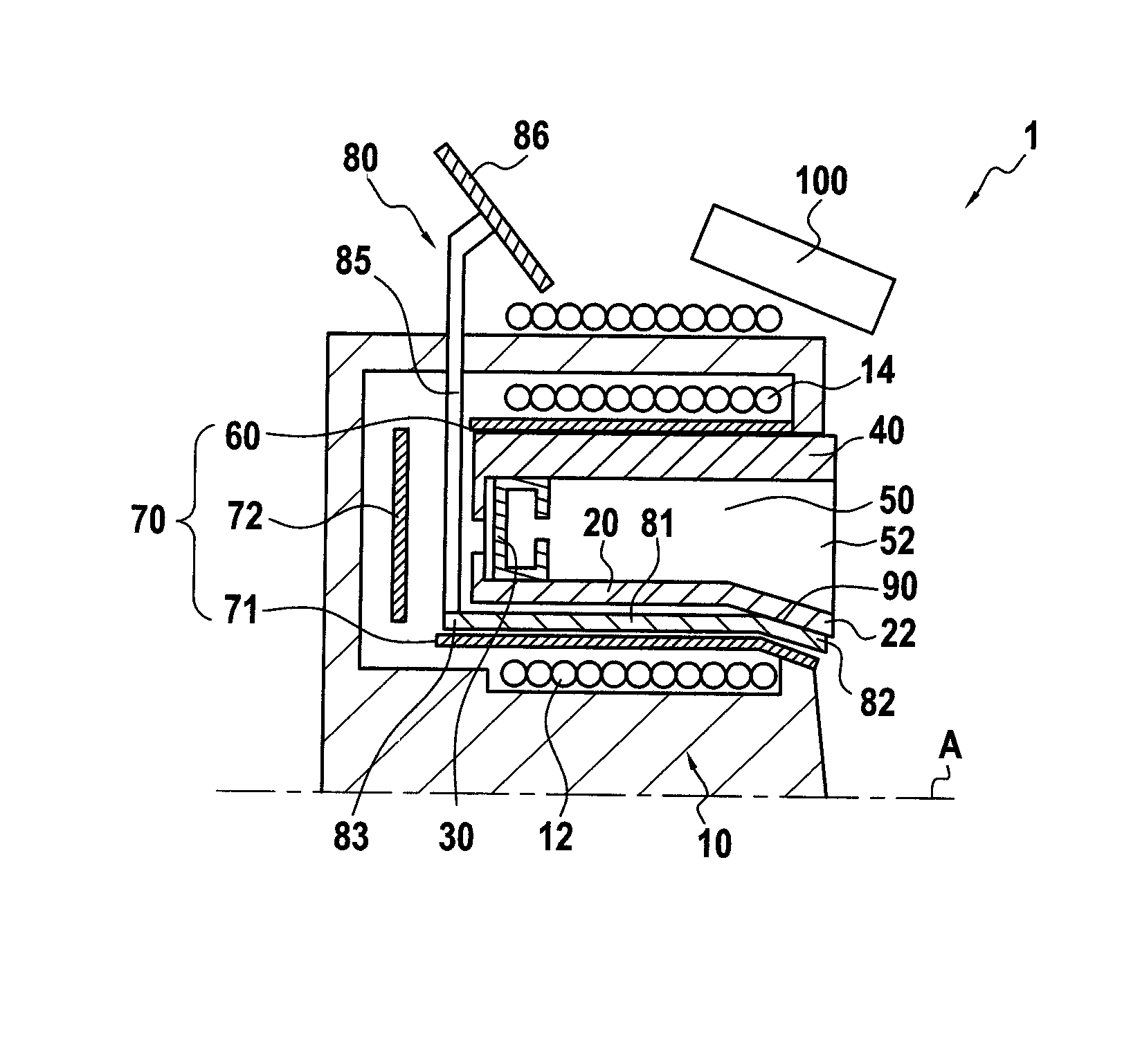 Hall effect thruster with cooling of the internal ceramic