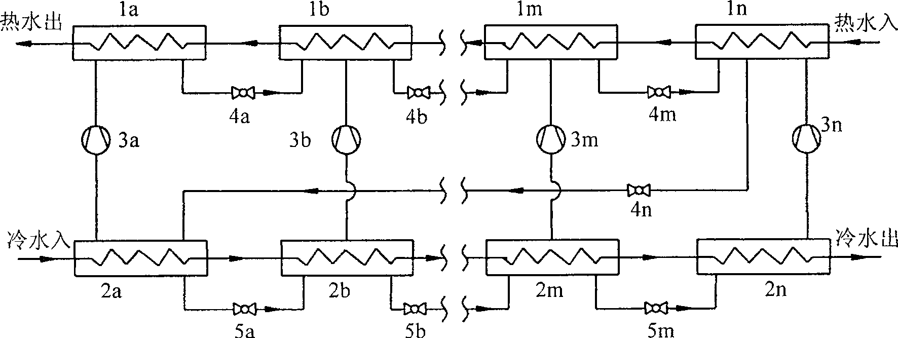 Multistage-cascaded compression type heat pump set under large temperature difference
