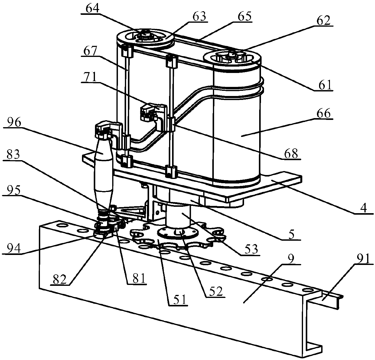 Automatic doffing device for rotary spindle pre-loosening ring spinning