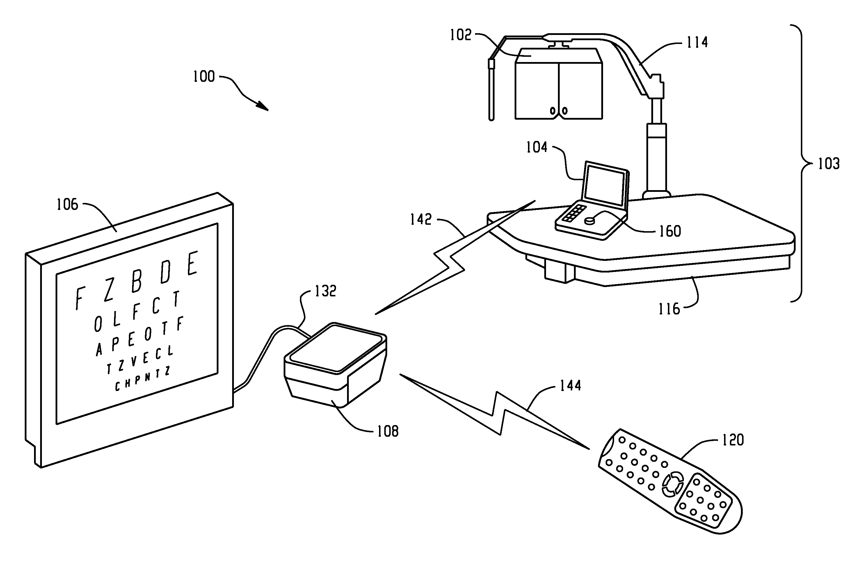 Ophthalmic examination system wireless interface device