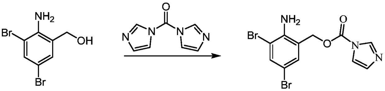 Preparation method and application of 2-amino-3,5-bibromobenzyl intermediate compound