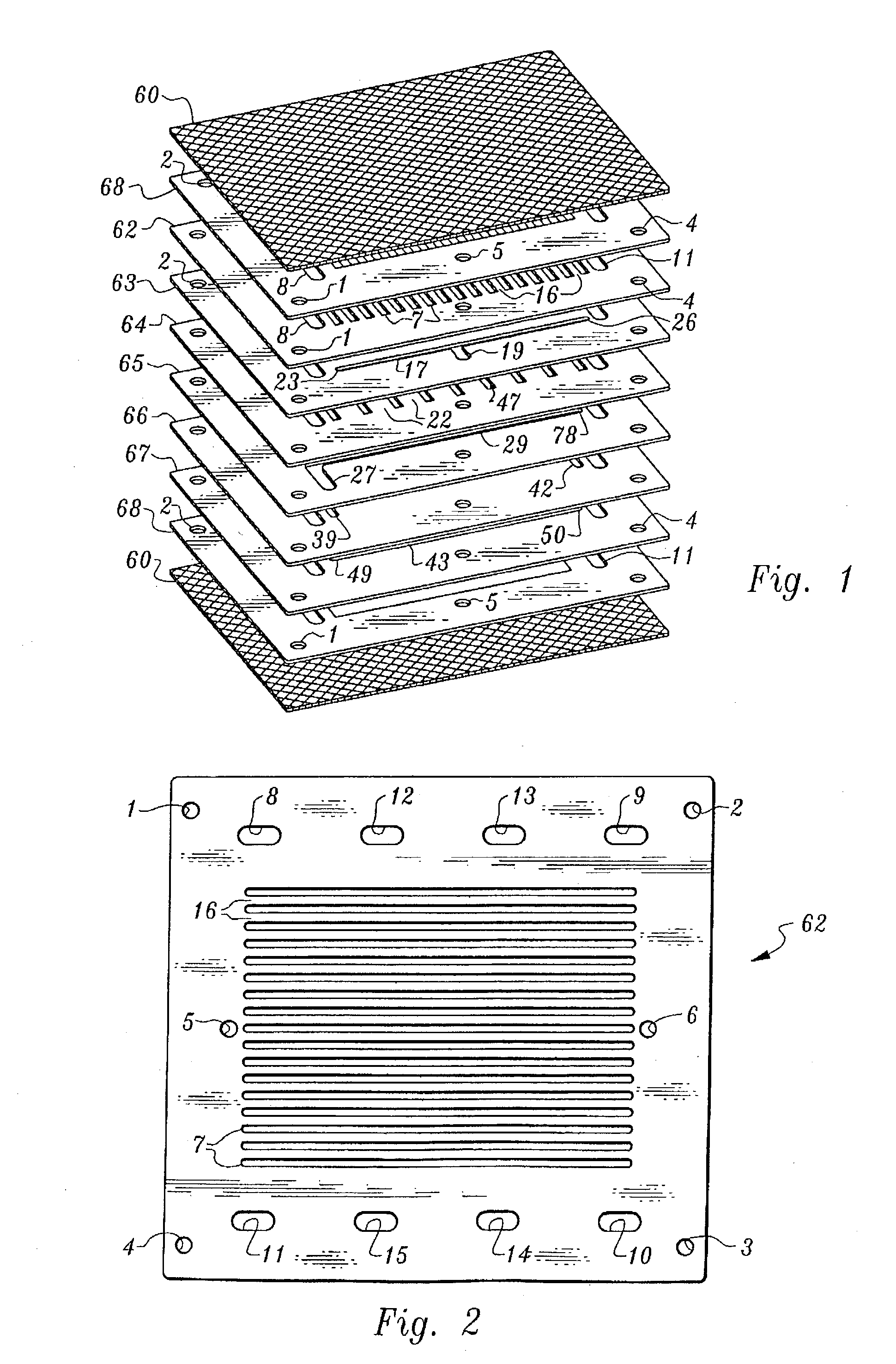Electrochemical fuel cell comprised of a series of conductive compression gaskets and method of manufacture