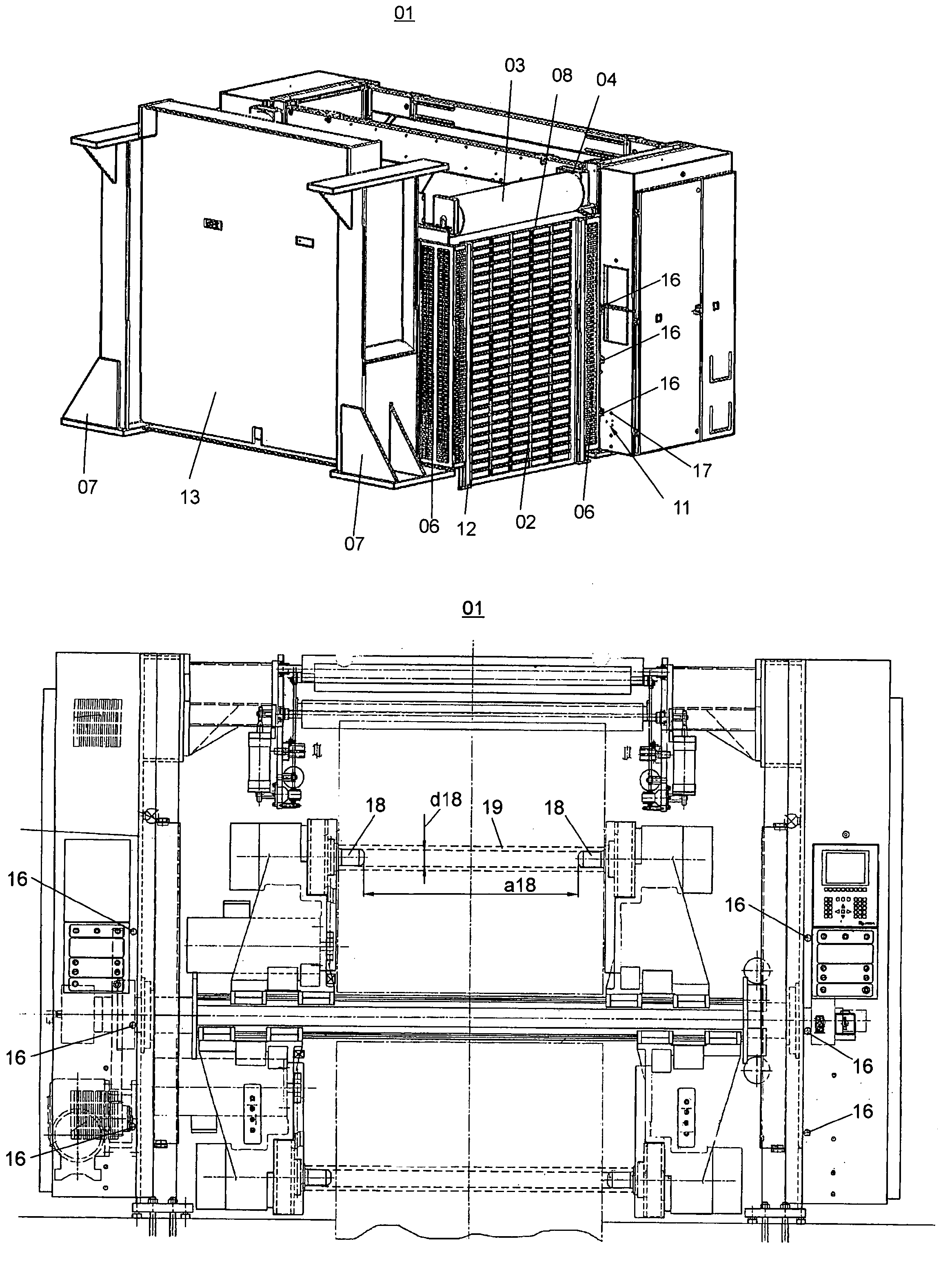 Device for covering a danger area on a roll changer and a method for controlling a device