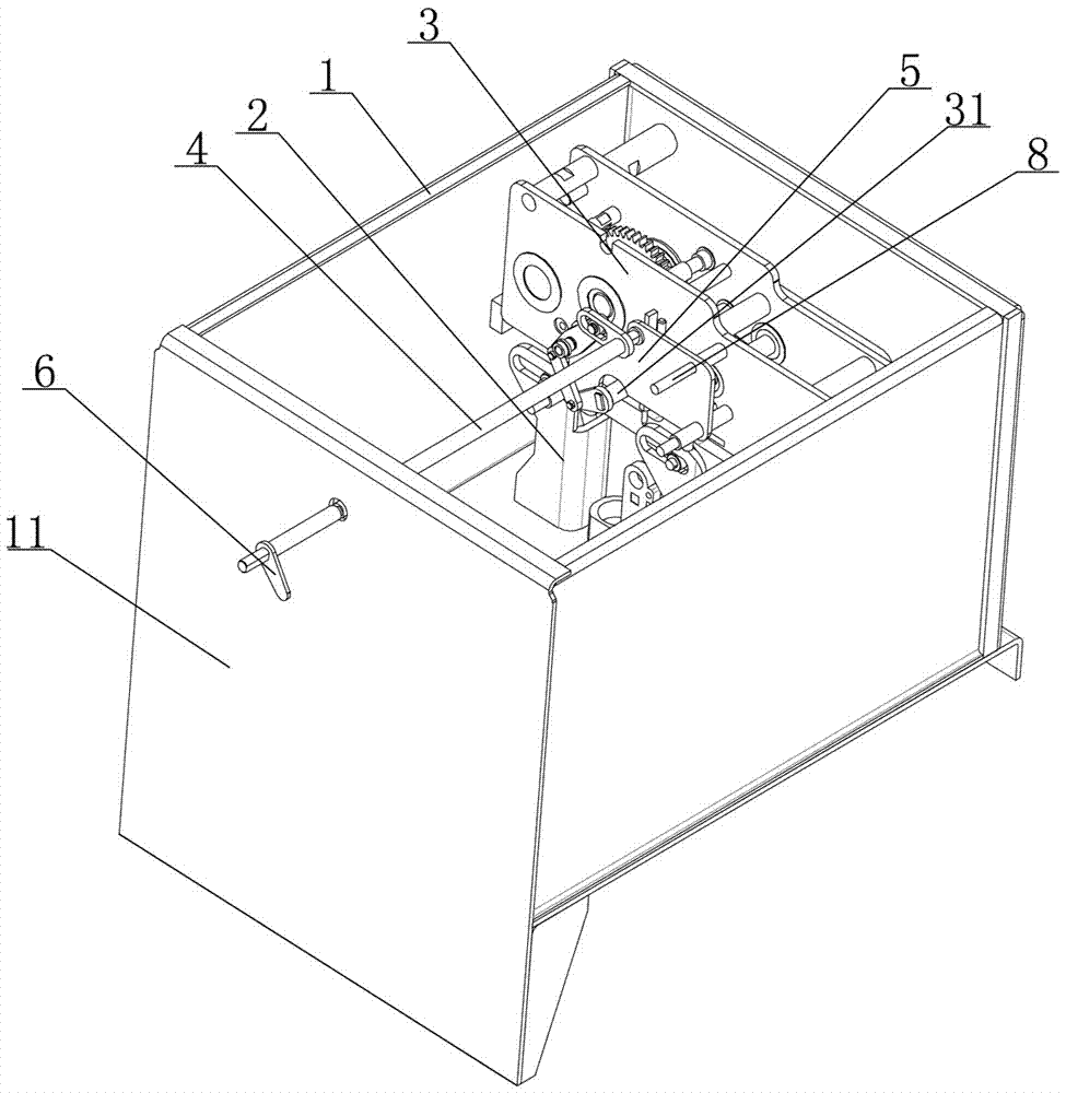 An operating mechanism box for a solid insulated ring network cabinet