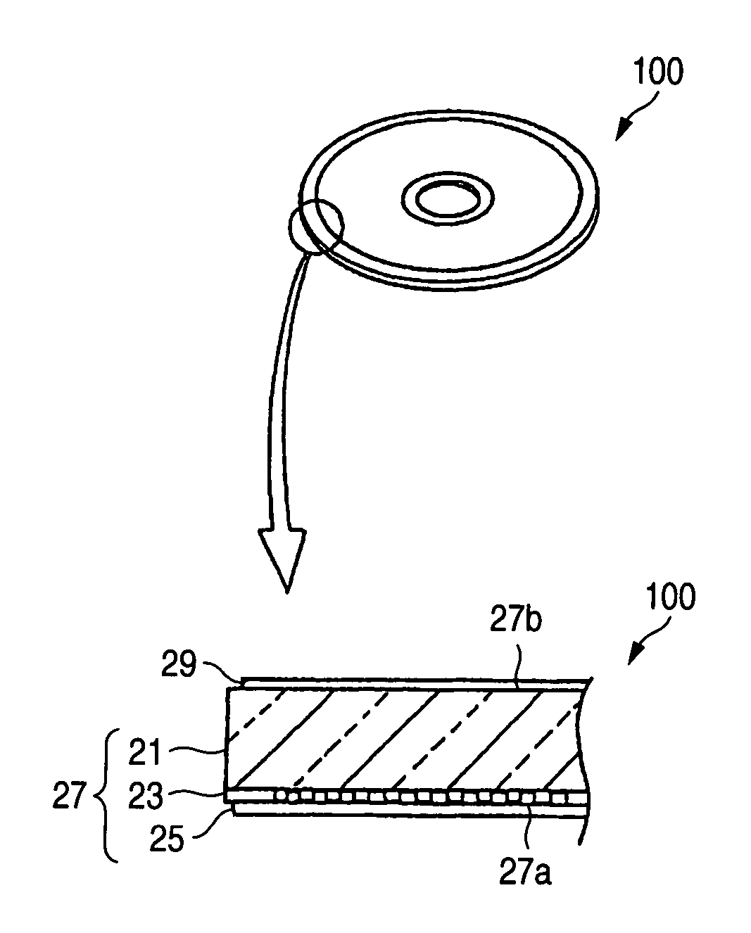 Optical disk, thin plastic sheet, and method for affixing display sheet to disk substrate