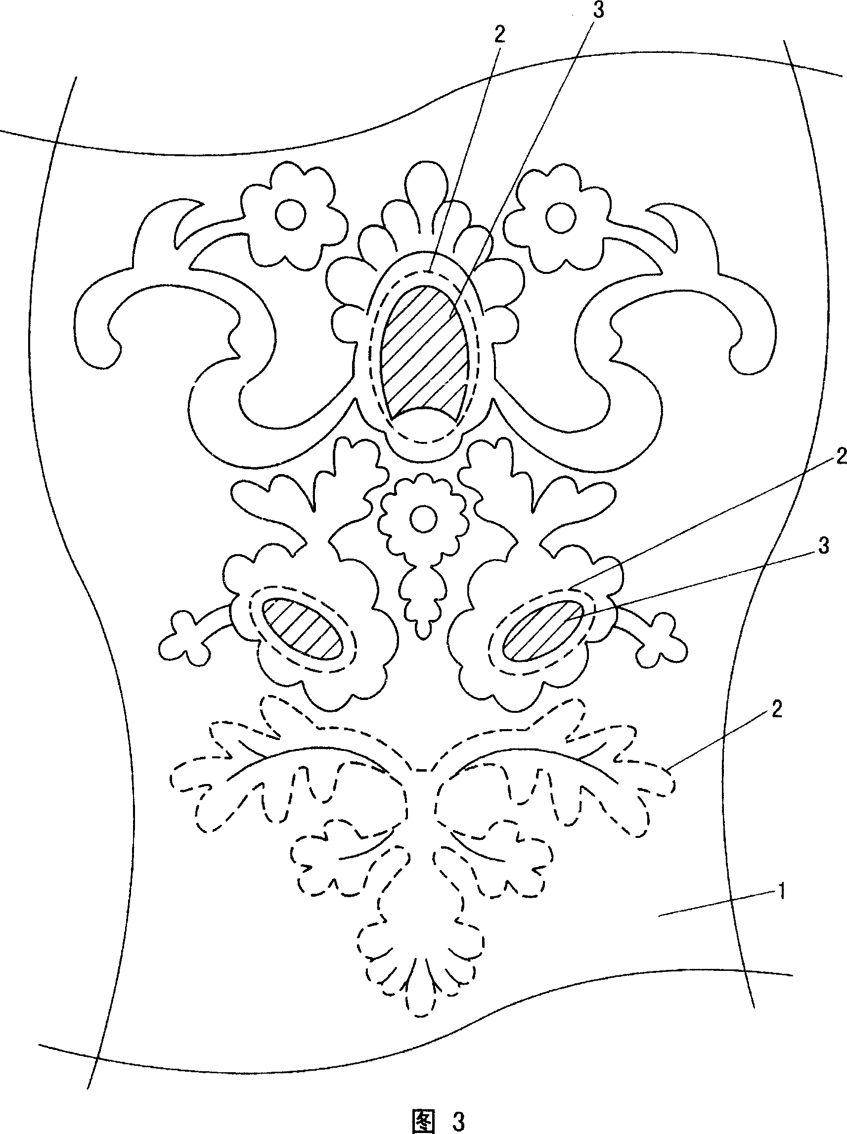 Processing method for carving hollow applique/embroider in textile