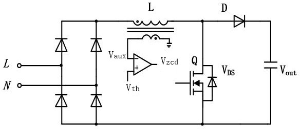 Inductive current zero-cross detection circuit of CRM mode PFC (Power Factor Correction)