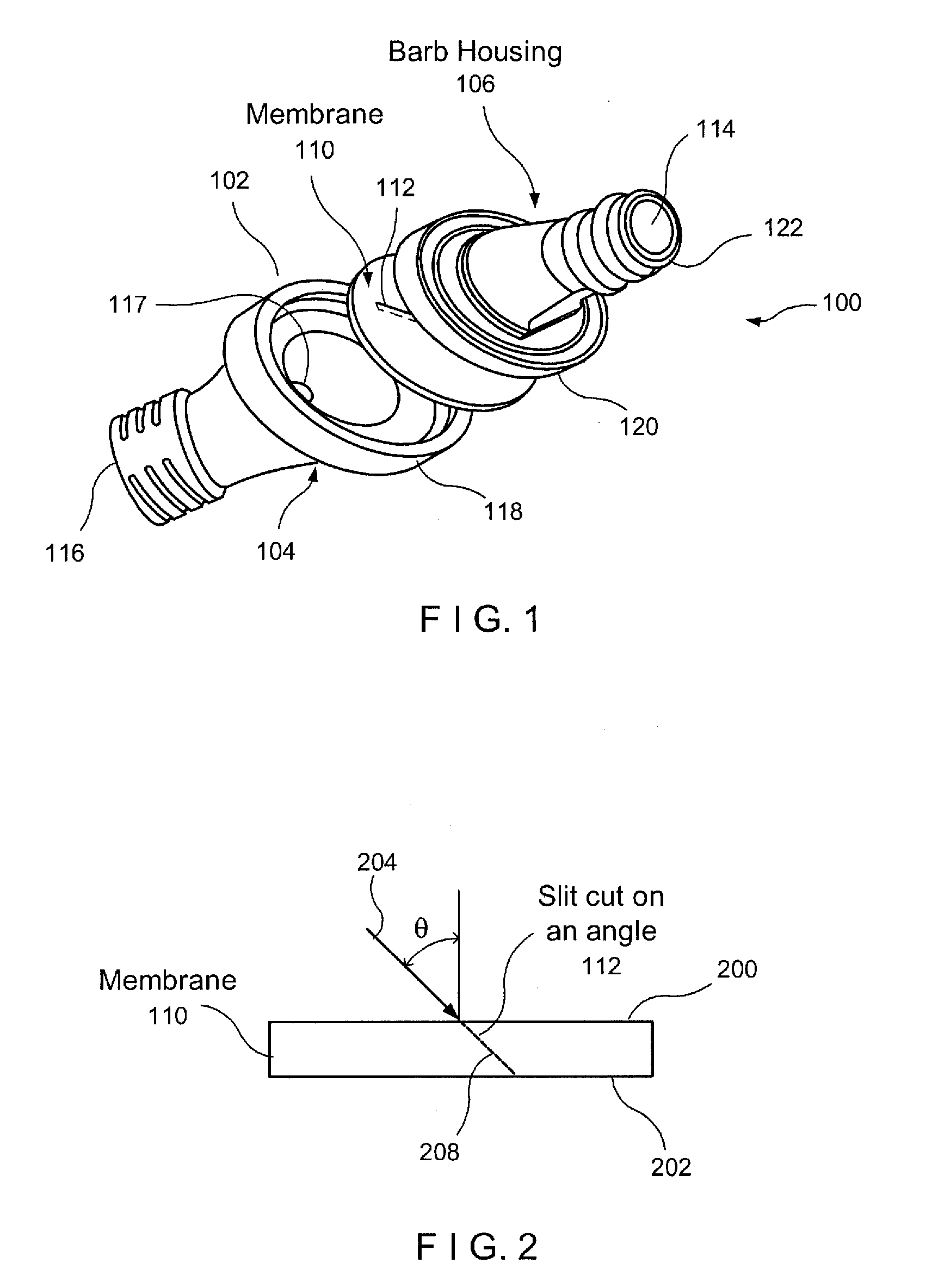 Pressure Activated Valve with Angled Slit
