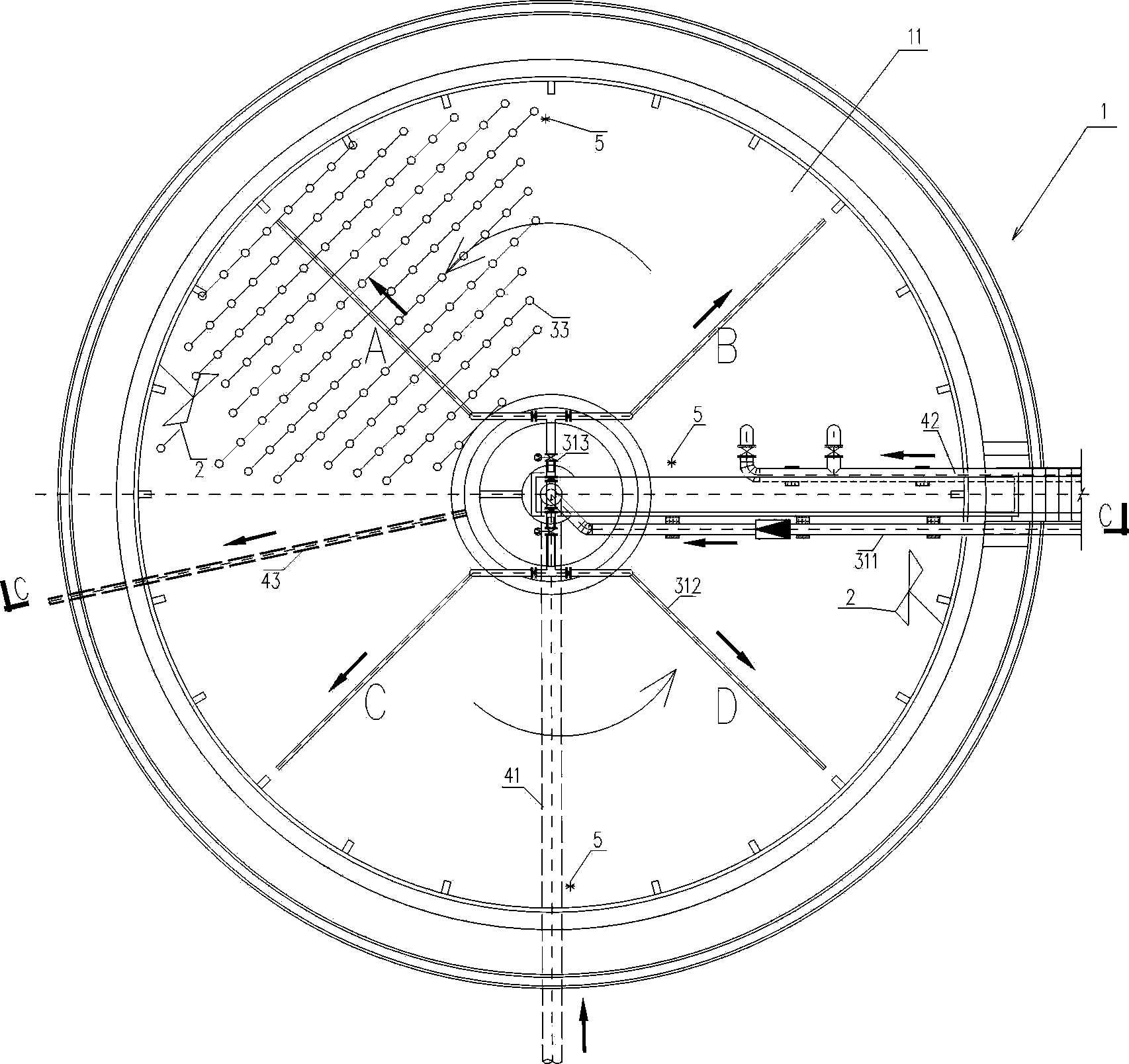 Primary settling tank-transformed biological alternating tank structure and sewage treatment method of primary settling tank