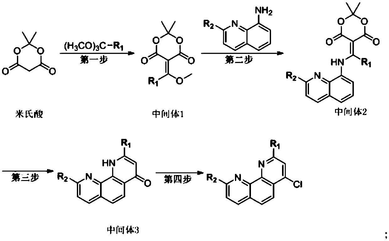 Synthesis method of 2, 9-substituted 4-halogenated-1, 10-phenanthroline