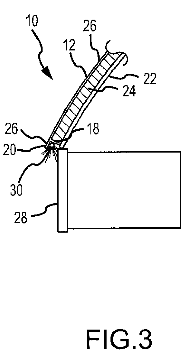 Automotive interior component with cantilevered skin portion and method of making the same